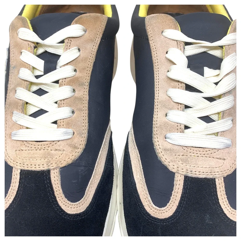 Tory Burch Good Luck Trainer Sneakers Black Leather Suede Nylon Women's Sz 12